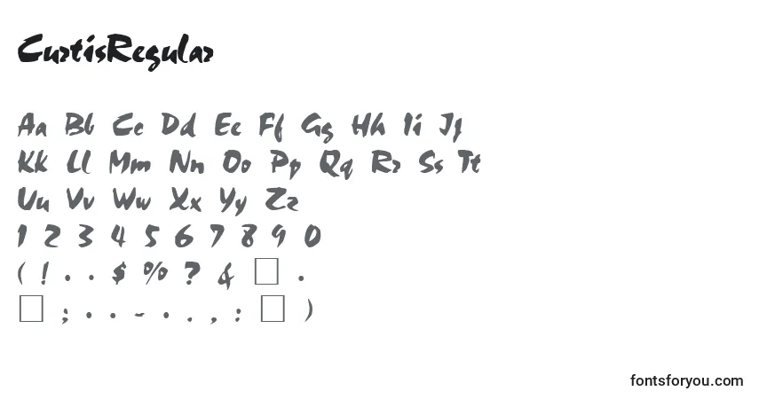 Schriftart CurtisRegular – Alphabet, Zahlen, spezielle Symbole