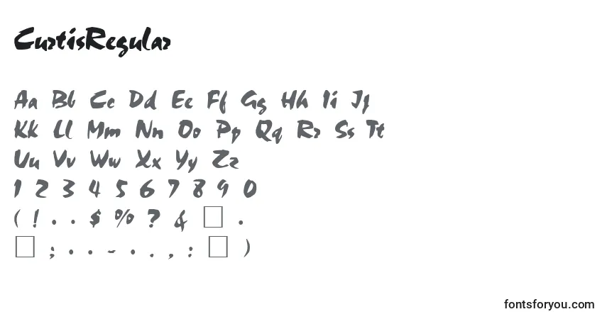 A fonte CurtisRegular – alfabeto, números, caracteres especiais