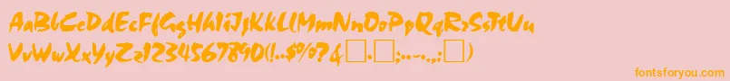 フォントCurtisRegular – オレンジの文字がピンクの背景にあります。