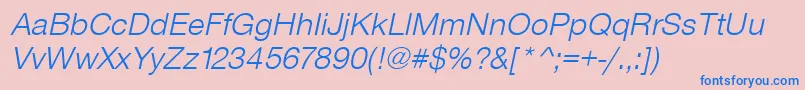 フォントSansLightItalic – ピンクの背景に青い文字