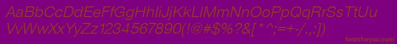 SansLightItalic Font – Brown Fonts on Purple Background