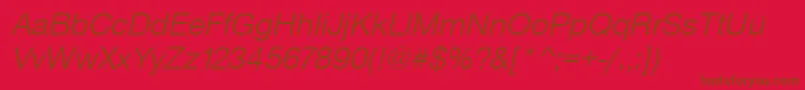 フォントSansLightItalic – 赤い背景に茶色の文字