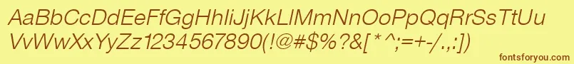SansLightItalic Font – Brown Fonts on Yellow Background