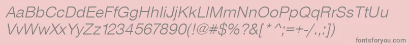 SansLightItalic-fontti – harmaat kirjasimet vaaleanpunaisella taustalla