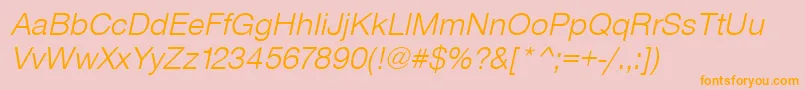 フォントSansLightItalic – オレンジの文字がピンクの背景にあります。