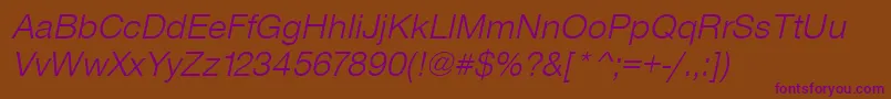 SansLightItalic Font – Purple Fonts on Brown Background