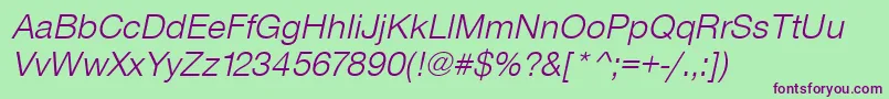 SansLightItalic Font – Purple Fonts on Green Background