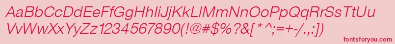 フォントSansLightItalic – ピンクの背景に赤い文字