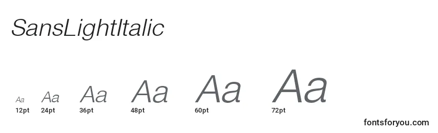 SansLightItalic Font Sizes