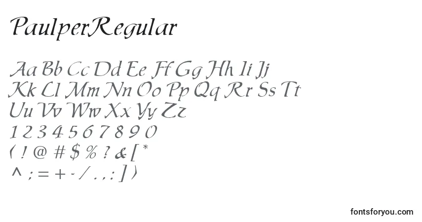 A fonte PaulperRegular – alfabeto, números, caracteres especiais