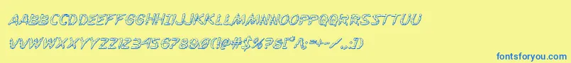 Flesheating3Dital Font – Blue Fonts on Yellow Background