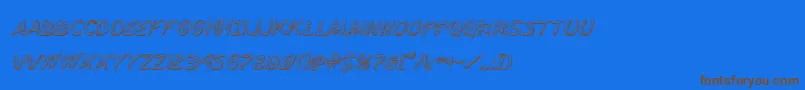 Flesheating3Dital-Schriftart – Braune Schriften auf blauem Hintergrund