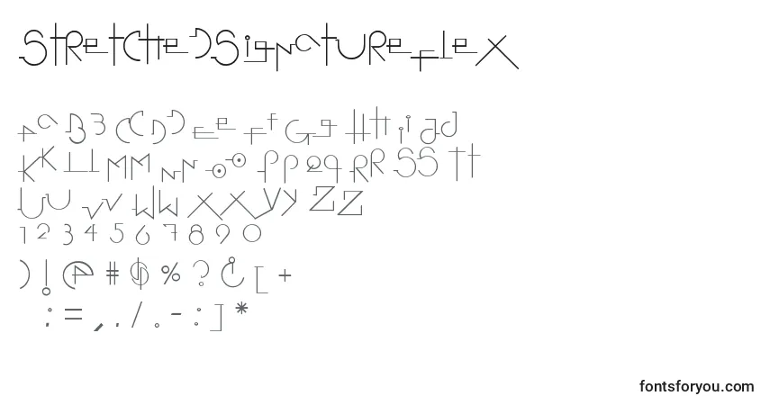 StretchedSignatureFlex Font – alphabet, numbers, special characters