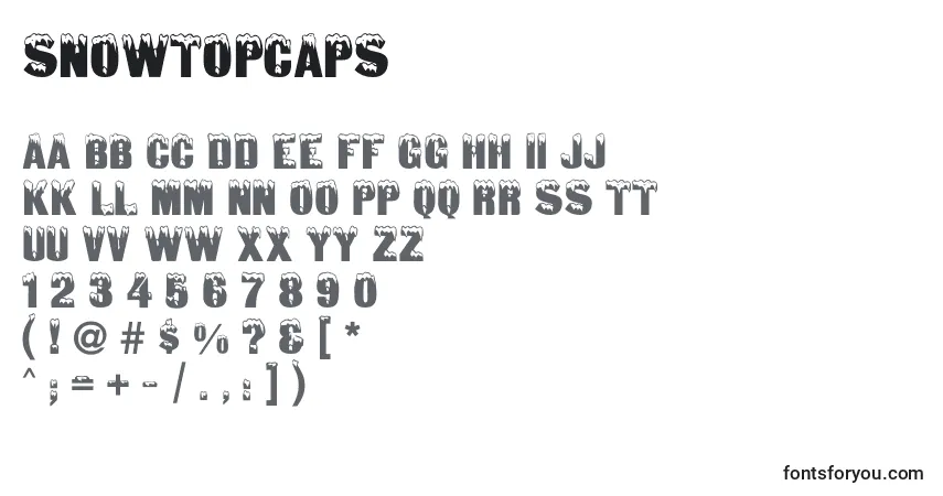 Шрифт Snowtopcaps – алфавит, цифры, специальные символы