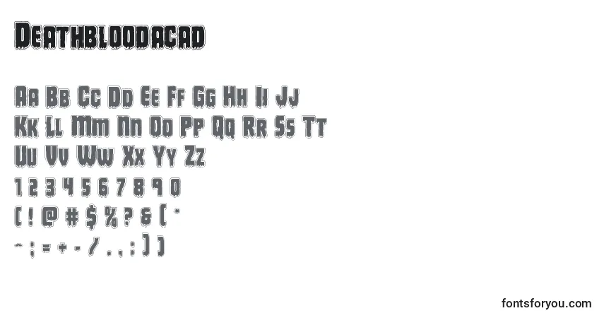 Шрифт Deathbloodacad – алфавит, цифры, специальные символы
