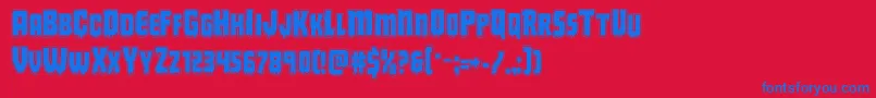 フォントDeathbloodacad – 赤い背景に青い文字