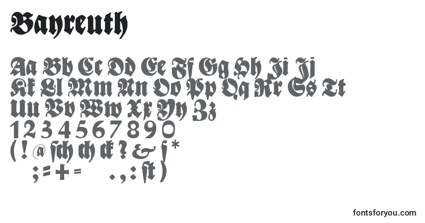Шрифт Bayreuth – алфавит, цифры, специальные символы