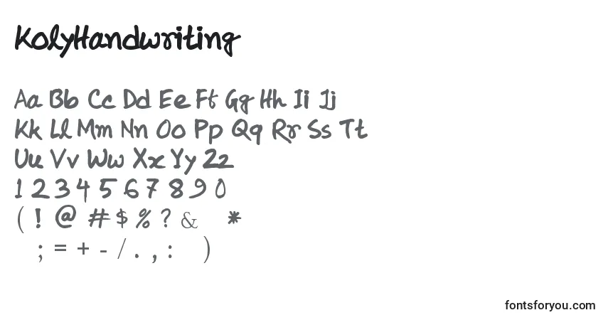 Fuente KolyHandwriting - alfabeto, números, caracteres especiales