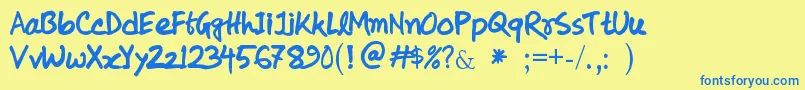 KolyHandwriting Font – Blue Fonts on Yellow Background