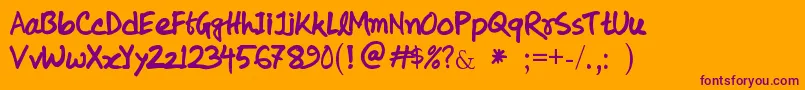KolyHandwriting Font – Purple Fonts on Orange Background