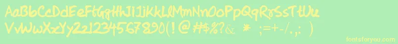 KolyHandwriting Font – Yellow Fonts on Green Background