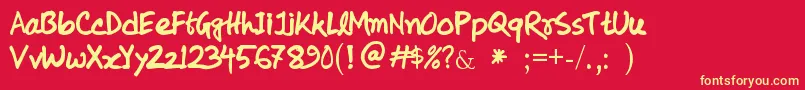 KolyHandwriting Font – Yellow Fonts on Red Background