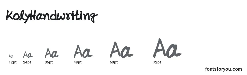KolyHandwriting Font Sizes