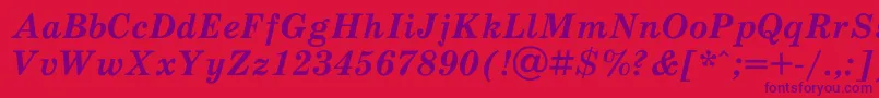 SchoolbookacBolditalic Font – Purple Fonts on Red Background