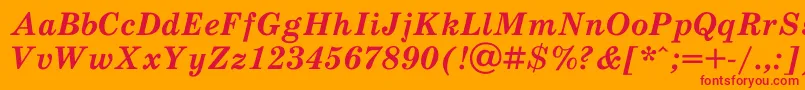 SchoolbookacBolditalic-Schriftart – Rote Schriften auf orangefarbenem Hintergrund