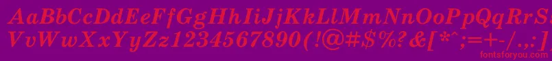 SchoolbookacBolditalic Font – Red Fonts on Purple Background