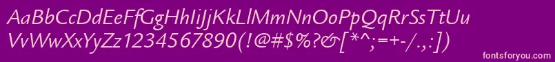 LegacySansItcTtBookitalic Font – Pink Fonts on Purple Background