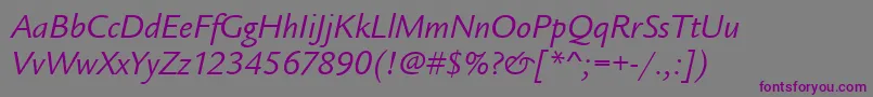LegacySansItcTtBookitalic Font – Purple Fonts on Gray Background