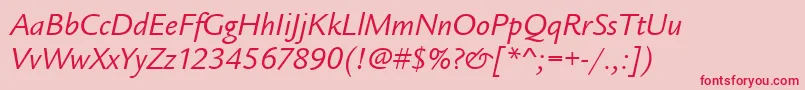 LegacySansItcTtBookitalic Font – Red Fonts on Pink Background