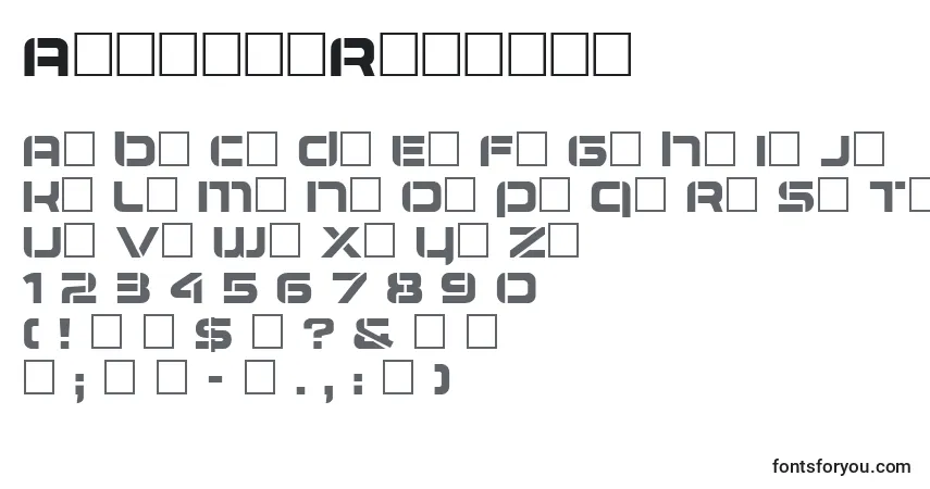 A fonte AirlockRegular – alfabeto, números, caracteres especiais