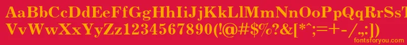 フォントUkrainianjournalBold – 赤い背景にオレンジの文字