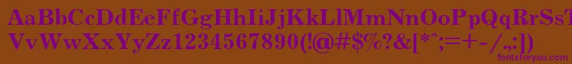 フォントUkrainianjournalBold – 紫色のフォント、茶色の背景