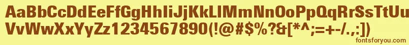 UniversNextProExtrablackCondensed Font – Brown Fonts on Yellow Background
