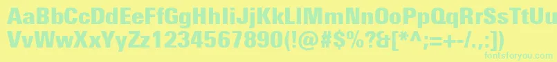 Police UniversNextProExtrablackCondensed – polices vertes sur fond jaune