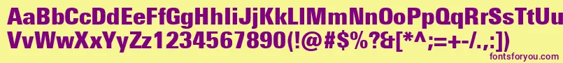 UniversNextProExtrablackCondensed Font – Purple Fonts on Yellow Background