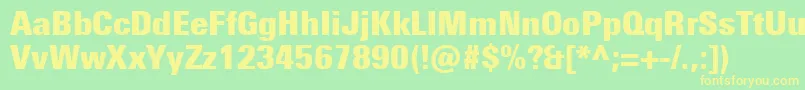 UniversNextProExtrablackCondensed Font – Yellow Fonts on Green Background