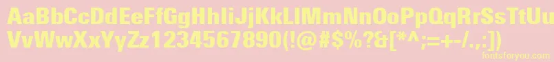 UniversNextProExtrablackCondensed-Schriftart – Gelbe Schriften auf rosa Hintergrund