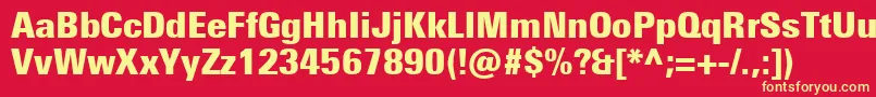 フォントUniversNextProExtrablackCondensed – 黄色の文字、赤い背景