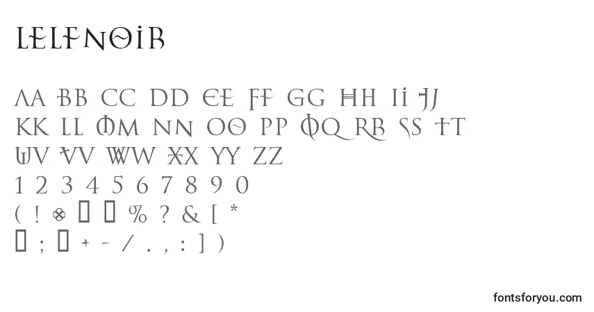 Czcionka Lelfnoir – alfabet, cyfry, specjalne znaki