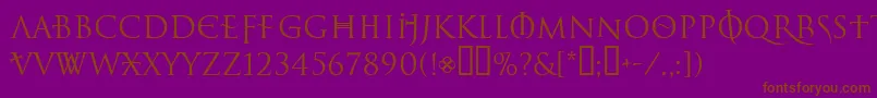 Lelfnoir-Schriftart – Braune Schriften auf violettem Hintergrund