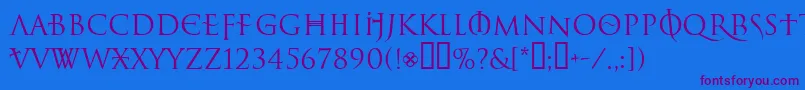 Lelfnoir-Schriftart – Violette Schriften auf blauem Hintergrund