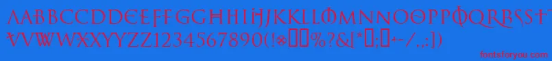 Lelfnoir Font – Red Fonts on Blue Background