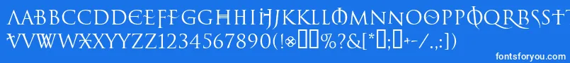 Czcionka Lelfnoir – białe czcionki na niebieskim tle