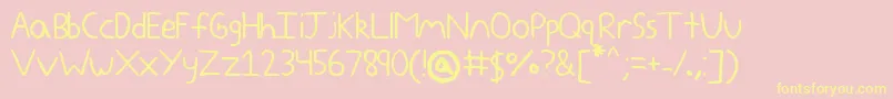 Yokomizo-Schriftart – Gelbe Schriften auf rosa Hintergrund