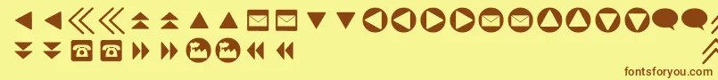 フォントForbuttons – 茶色の文字が黄色の背景にあります。