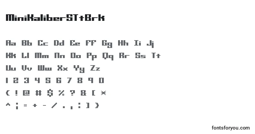 A fonte MiniKaliberSTtBrk – alfabeto, números, caracteres especiais